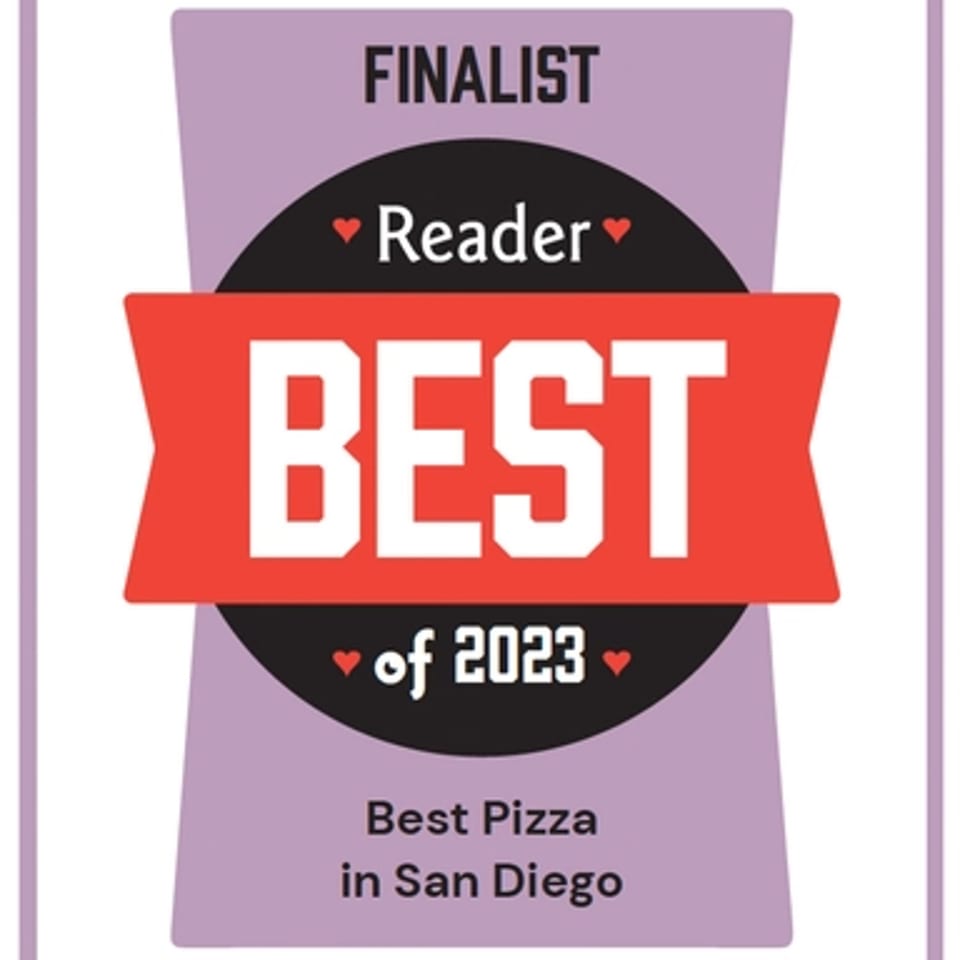Big Oven Pizza Mobile Truck's 'Reader Best of 2023' award for 'Best Pizza in San Diego'.