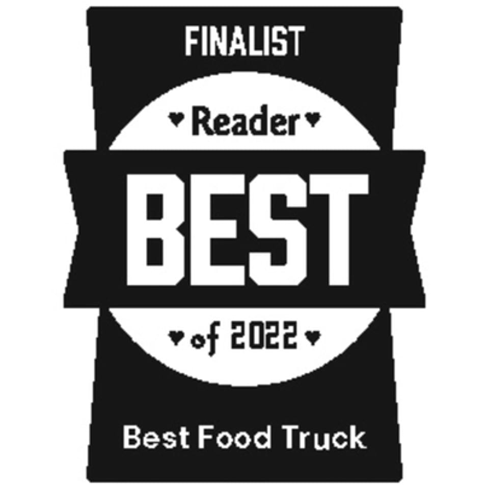 Black and white badge: "FINALIST Reader BEST of 2022 Best Food Truck".
