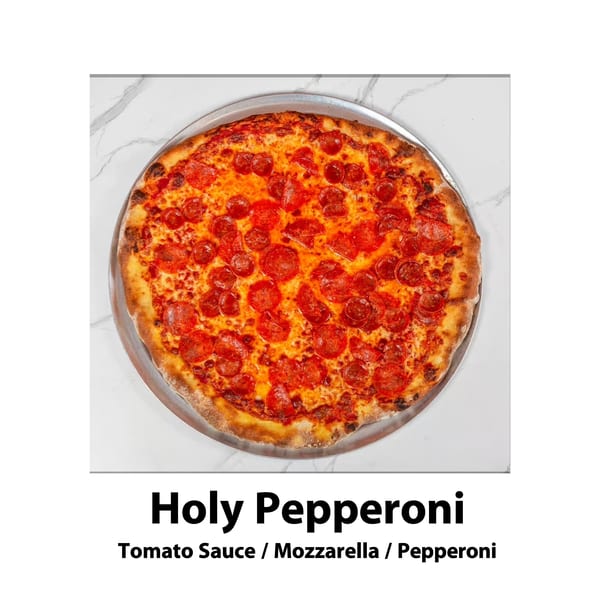 A Big Oven Pizza Mobile Truck pepperoni pizza with tomato sauce and mozzarella on a metal tray.
